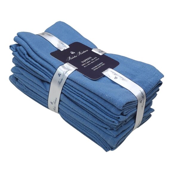 Brooks Brothers Oblong Tablecloth & Napkins Set 60"x104" 18"x18" Napkins Blue - Picture 2 of 13